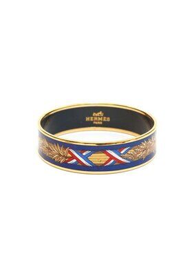 Hermes Bangle Enamel GM Gold X Blue